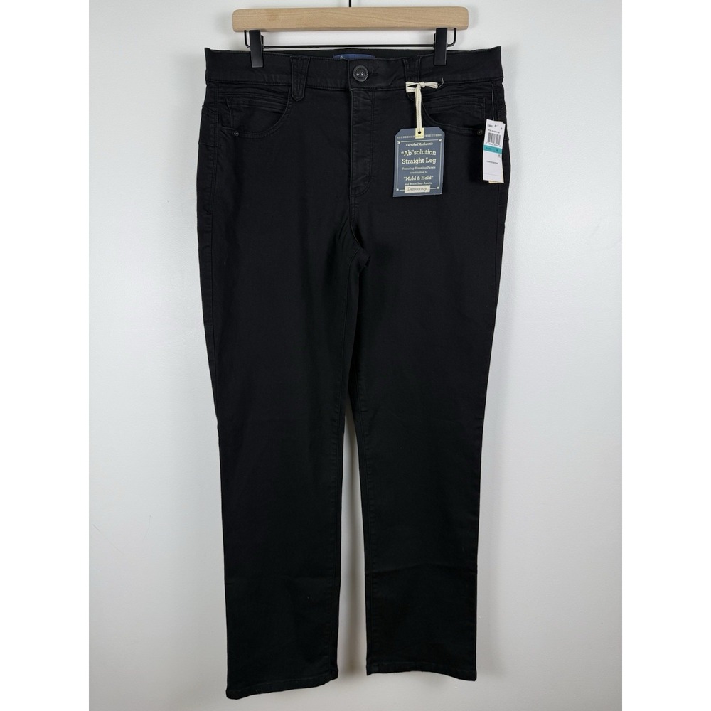 Democracy "Ab" Solution Black Straight Leg Jeans Size 16 B1560VXSL Booty Lift